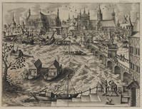 TvB G 0555
<br/>
Stad aan de rivier (uit een serie van 16 "landschappen")
<br/>
<em>Cock, Hieronymus (1510 - 1570)</em>